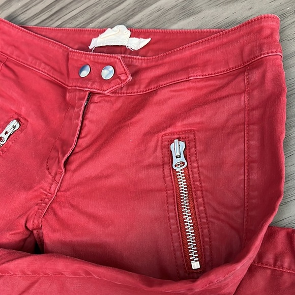 ISABEL MARANT POUR H&M RED WAXED MOTO BIKER PANTS SIZE 6 - Picture 16 of 16